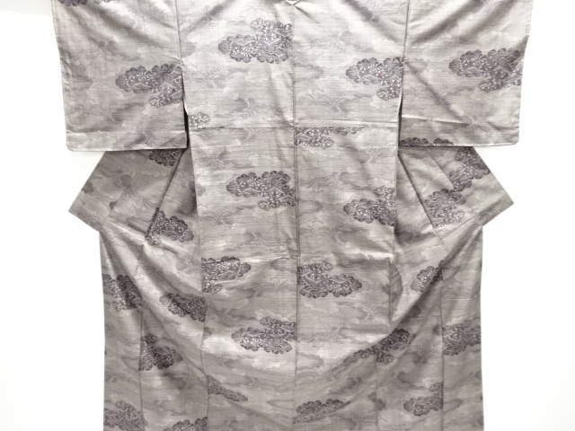 JAPANESE KIMONO / UNUSED DORO OSHIMA TSUMUGI (9 maruki) / WOVEN FLOWER & PLANT